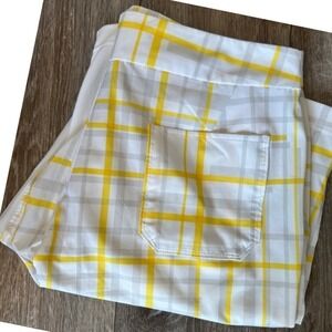 Nike Men's Dri‎ Fit Yellow & White Checkered Shorts LG Inseam 12"